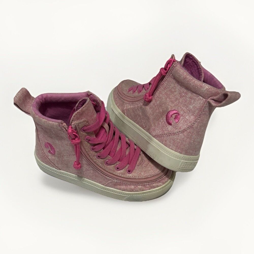 Billy Girl's Pink High Top Zip Sneakers Size 12, Works Great With AFO’s